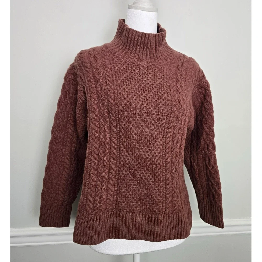 United Arrows Womens Cable Knit Hamilton 100% Lambswool Sweater Sz M Old Money